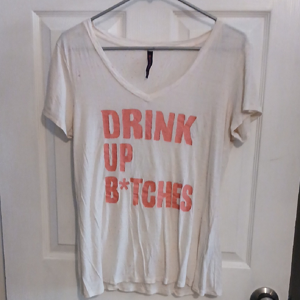 Hybrid Apparel White and Pink Statement Tee